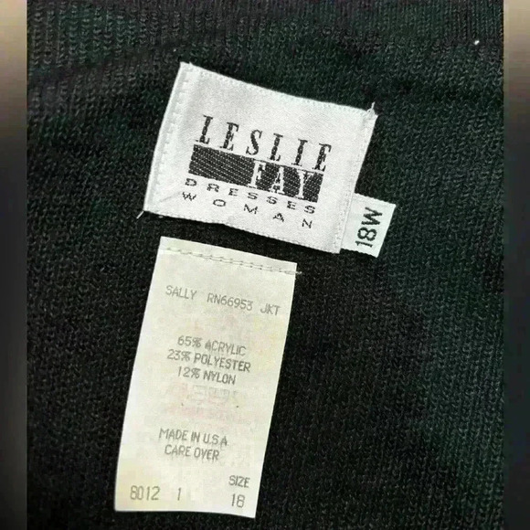 LESLIE FAYE VINTAGE BLACK PEARL DRESSY OFFICE UNION MADE ILGWU SWEATER SIZE 18W🖤 - Picture 7 of 11